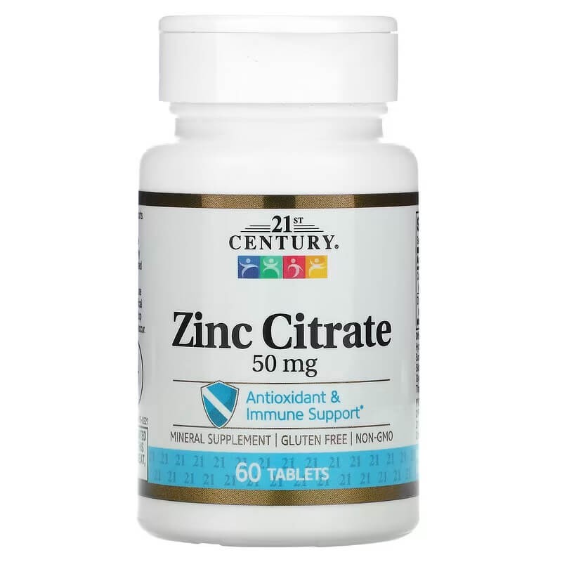 21st Century Zinc Citrate supplement 50mg 60 Tablets
