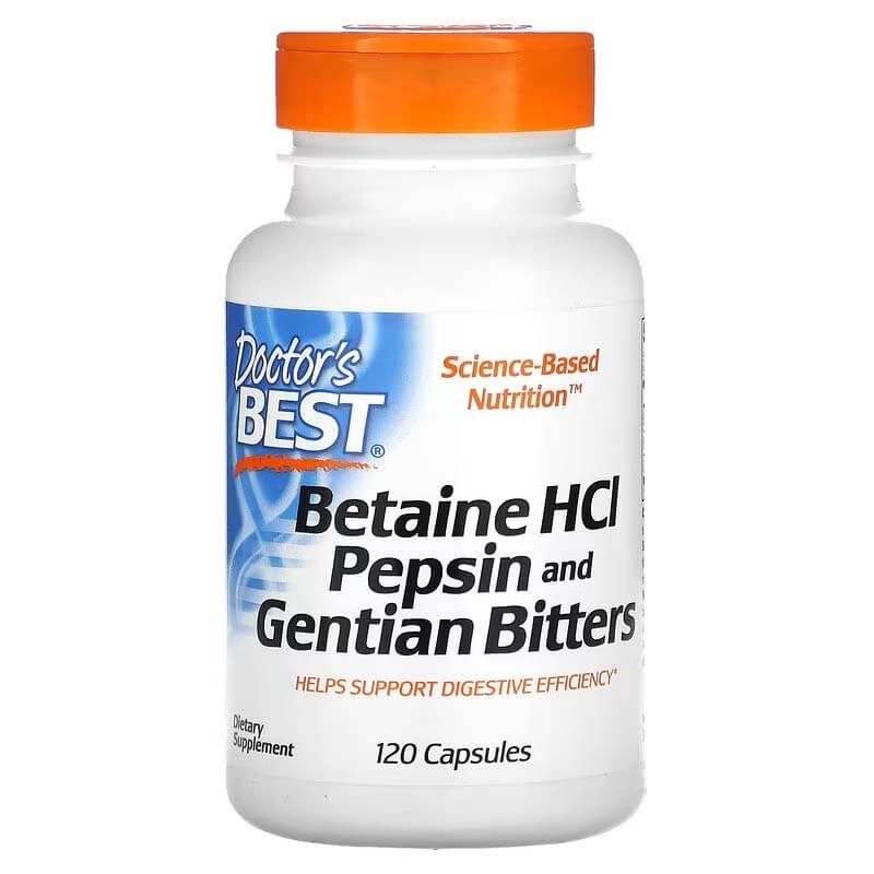 Betaine HCl Pepsin & Gentian Bitters 120 Capsules