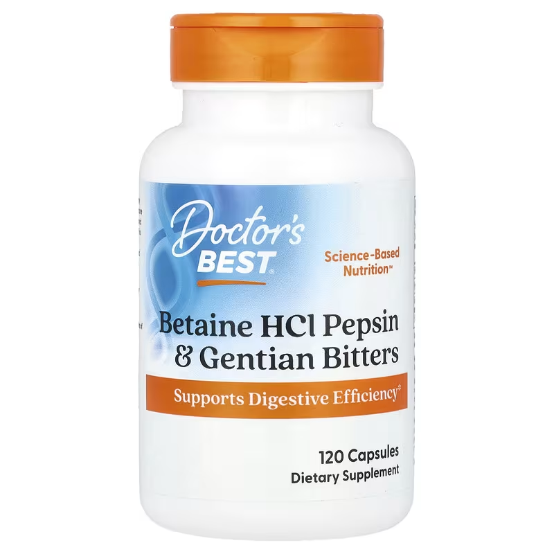 Betaine HCl Pepsin & Gentian Bitters 120 Capsules