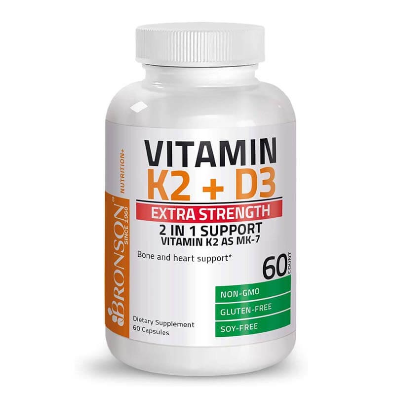 Bronson Vitamin K2 (MK7) with D3 Supplement 60 Capsules