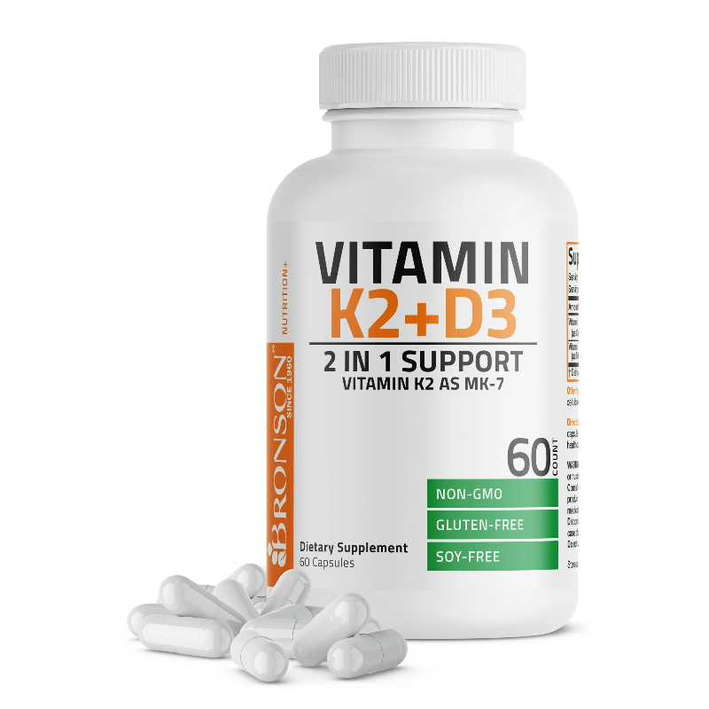 Bronson Vitamin K2 (MK7) with D3 Supplement 60 Capsules