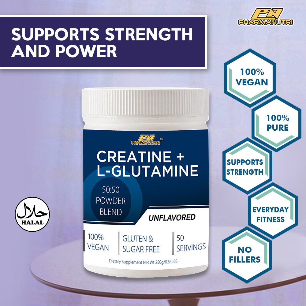 Creatine + L Glutamine Supplement Muscle Strength 250g powde