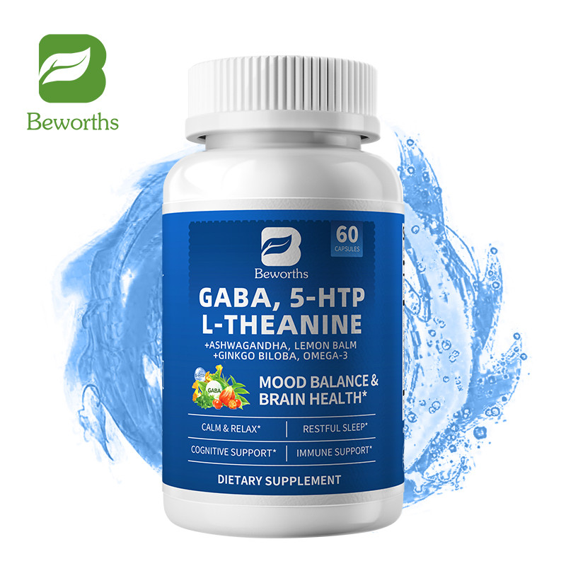 GABA with L Theanine 5HTP Ashwagandha Ginkgo Biloba Omega-3
