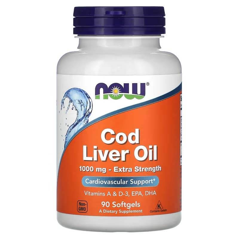 NOW Cod Liver Oil Supplement 1000mg 90 Softgels