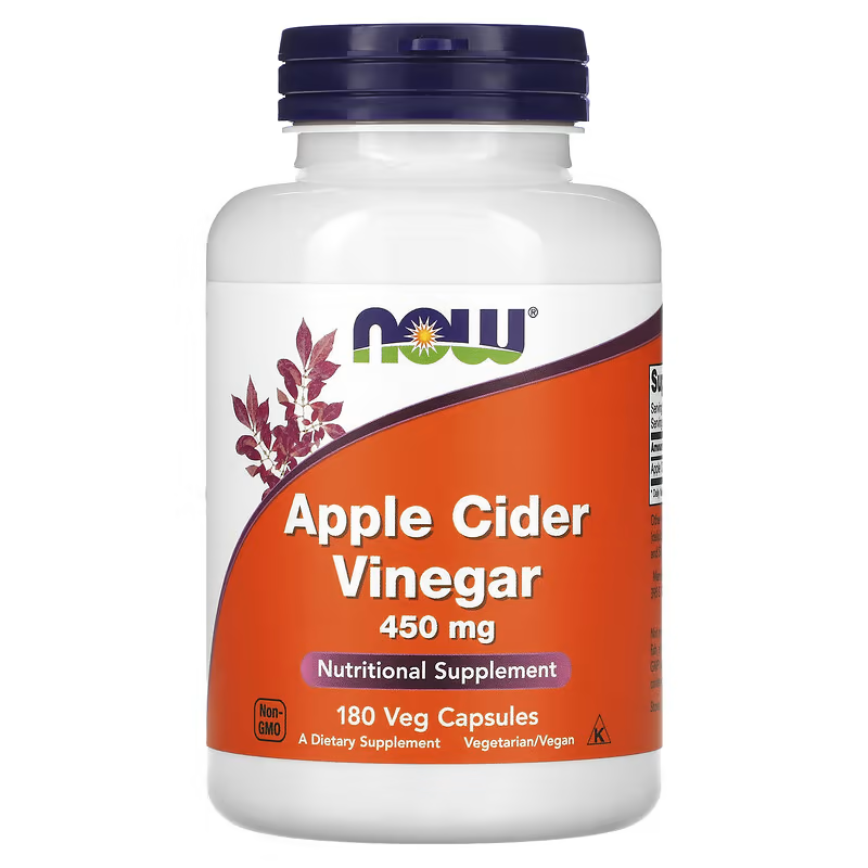 NOW Foods Apple Cider Vinegar 450 mg 180 Veg Capsules