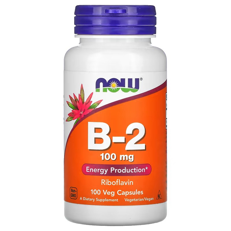 NOW Vitamin B-2, 100 mg, 100 Veg Capsules