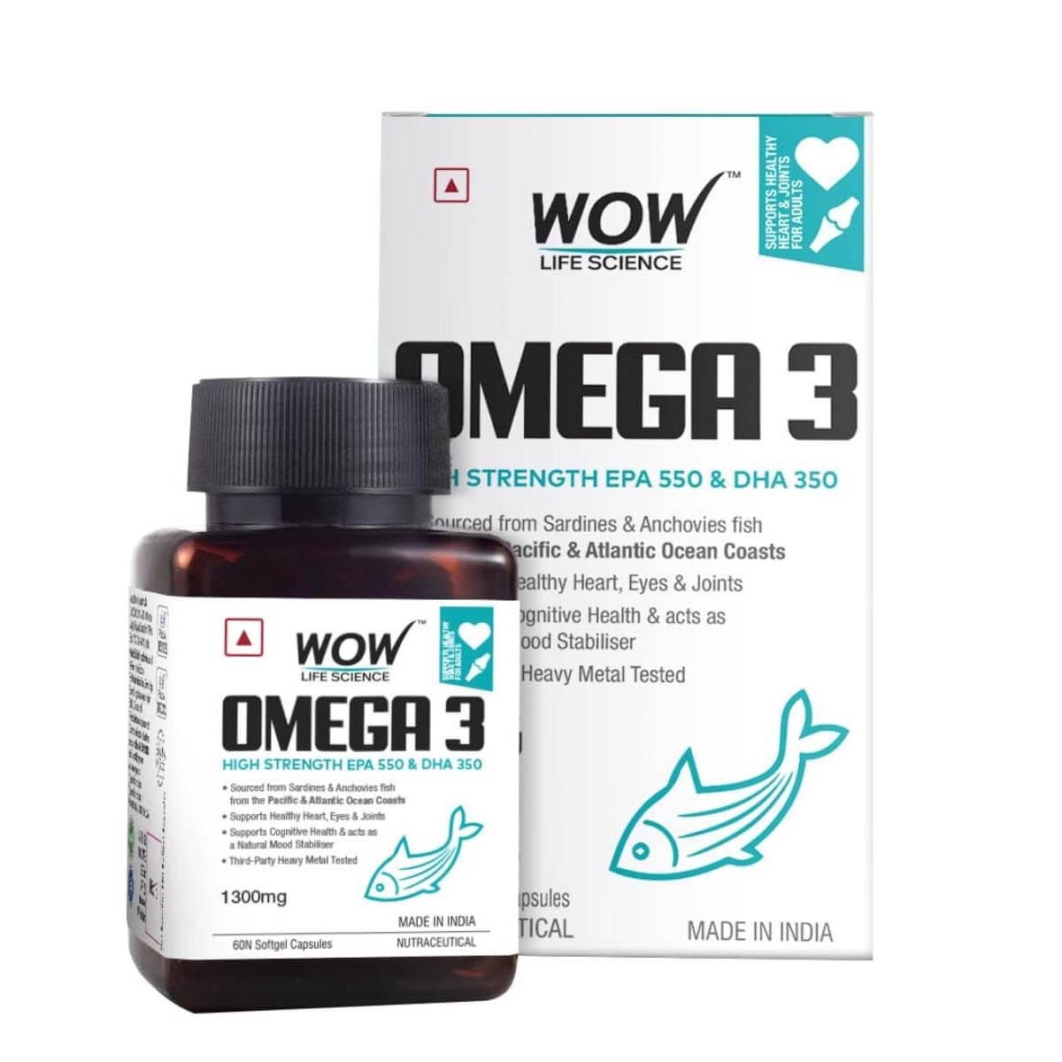 Omega 3 Fish Oil 1300mg 60 Capsules, 550mg EPA & 350mg DHA