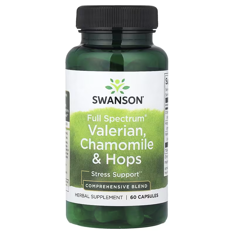 Swanson Valerian, Chamomile & Hops, 60 Capsules