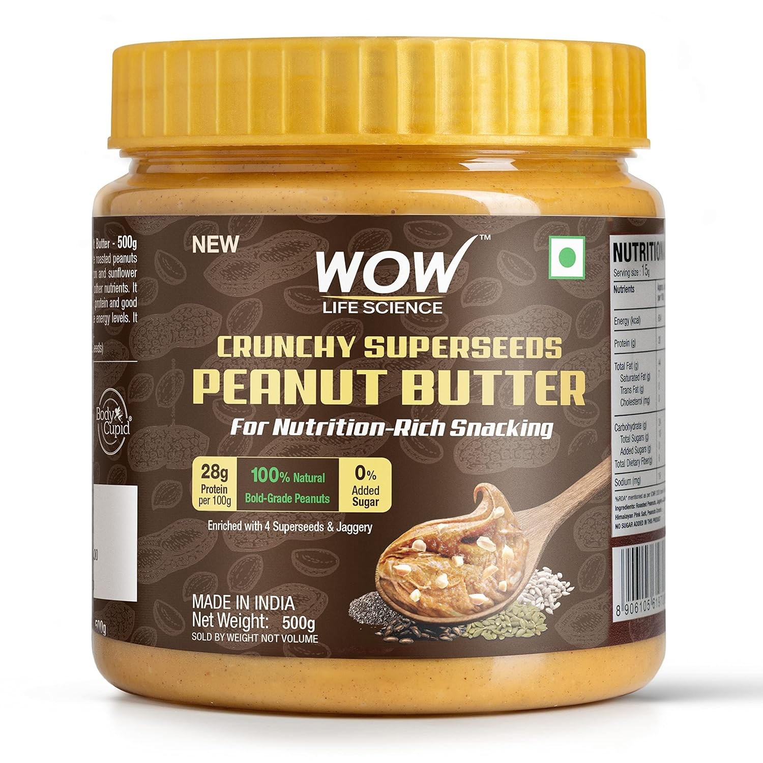 WOW Peanut Butter with Super Seeds High Protein 500 gram