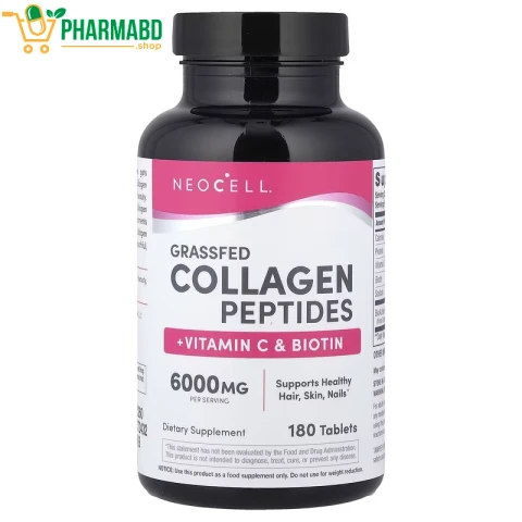 NeoCell, Grassfed Collagen Peptides, Vitamin C & Biotin, 180 Tablets