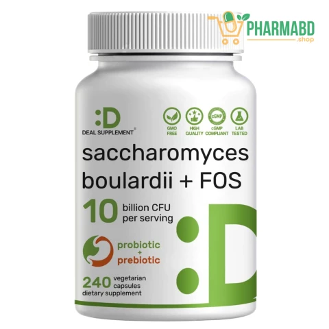 DEAL SUPPLEMENT Saccharomyces Boulardii Probiotics + FOS, 10 Billion CFU, 240 Veggie Capsules
