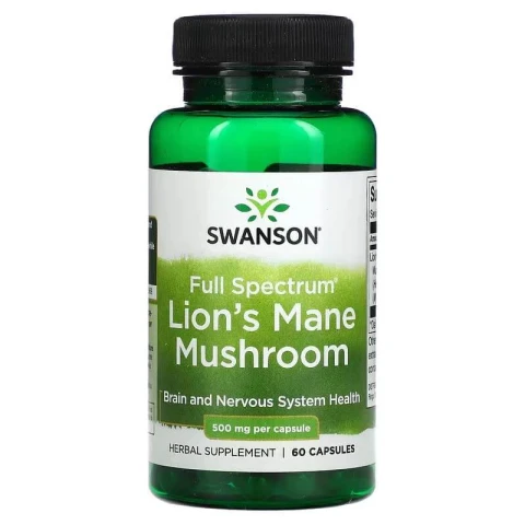 Swanson Vitamins Lion's Mane Mushroom, 500 mg, 60 VegCapsules