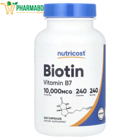 Nutricost, Biotin, 10,000 mcg, Vitamin B7 240 Capsules