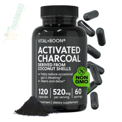 Vital+Boon Activated Charcoal, Coconut Shell 120 Capsules