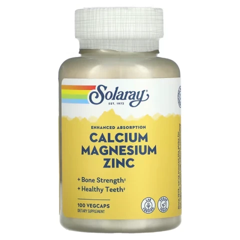 Solaray Calcium Magnesium Zinc, Bone health 100 VegCaps