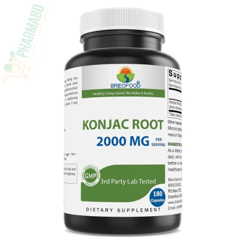Brieofood Konjac Root Glucomannan 2000 mg, 180 Veg Capsules