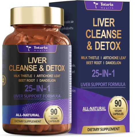 Totaria Liver Cleanse & Detox Liver Support Repair Fatty Liver Milk Thistle 90 Vegan Capsules