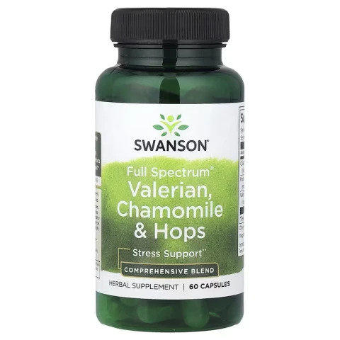Swanson Full Spectrum® Valerian, Chamomile & Hops, 60 Capsules