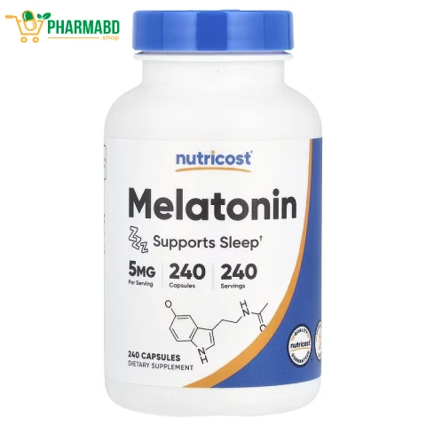 Nutricost Melatonin 5 mg, Supports Sleep, 240 Capsules