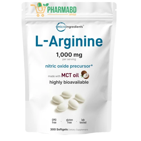 Micro Ingredients L-Arginine 1000mg with MCT Oil 300 Softgels