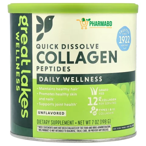 Great Lakes Wellness, Quick Dissolve Collagen Peptides, Unflavored, 7 oz 198 gram
