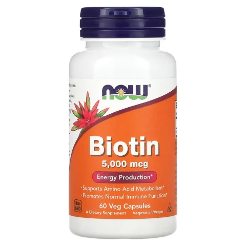NOW Foods, Biotin Supplement 5,000 mcg, 60 Veg Caps