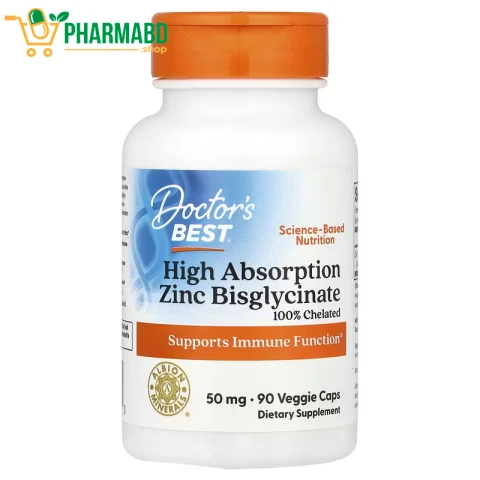 Doctor's Best, High Absorption Zinc Bisglycinate 100%, 50 mg, 90 Veggie Caps