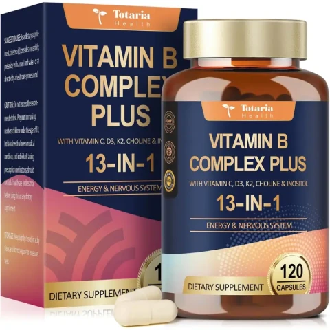 Totaria Health Vitamin B Complex Plus with Vitamin 13-in-1, 120 Capsules