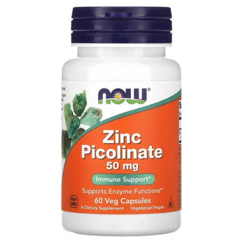 NOW Foods Zinc Picolinate, 50 mg, Immune Support, 60 VegCaps