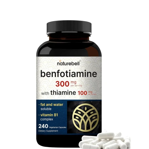 NatureBell Benfotiamine 300 mg with Thiamine 100mg, 240 VegCapsules
