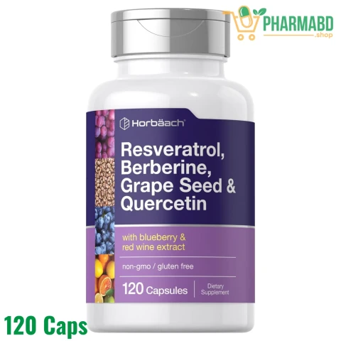 Horbäach Resveratrol Berberine Grape Seed & Quercetin, 120 Capsules
