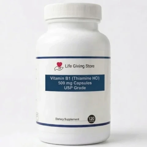 Life Giving Store Vitamin B1 (Thiamine HCl) 500mg 120 Capsules, USP Grade