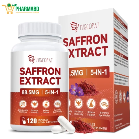 Migcopat Saffron Extract Supplement, 5-in-ONE, 120 Capsules