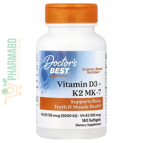 Doctor's Best, Vitamin D3 + K2 MK-7, 180 Softgels