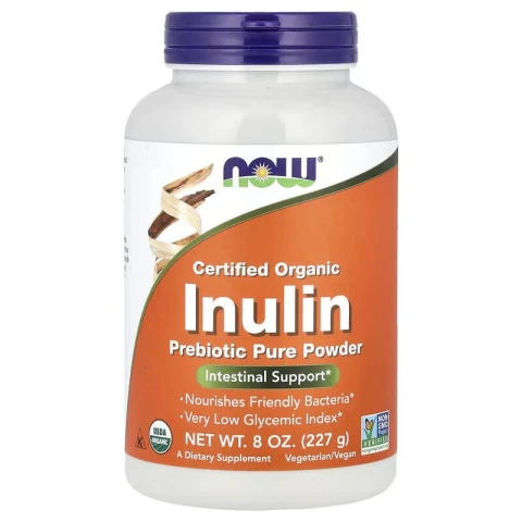 NOW Foods Organic Inulin Prebiotic Pure Powder, 8 oz, 227 gram