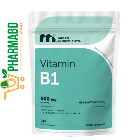 Micro Ingredients Vitamin B1 Thiamine 500mg with Benfotiamine, 240 Softgels