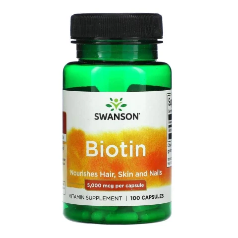 Swanson Biotin 5000 mcg, Nourishes Hair, Skin & Nails 100 VeganCaps