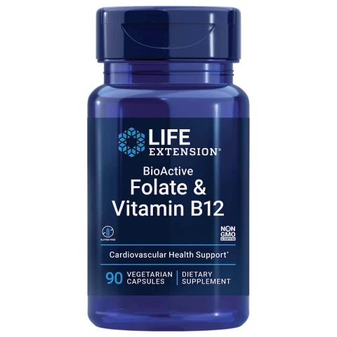 Life Extension, BioActive Folate & Vitamin B12, 90 Veg Capsules
