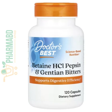 Doctor's Best, Betaine HCl Pepsin & Gentian Bitters, 120 Caps