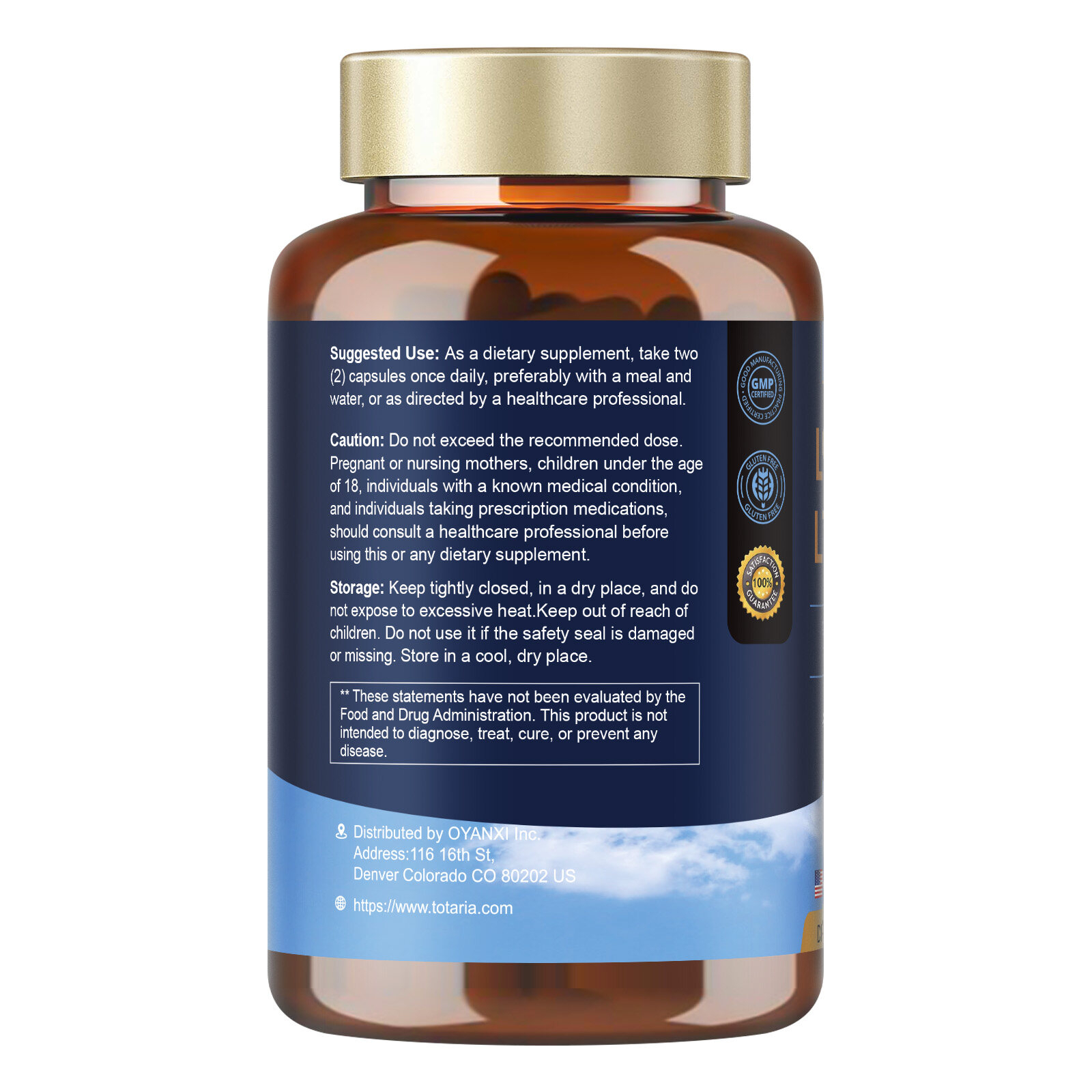 Totaria Health Liposomal L-Theanine Supplement 750mg 120 Capsules