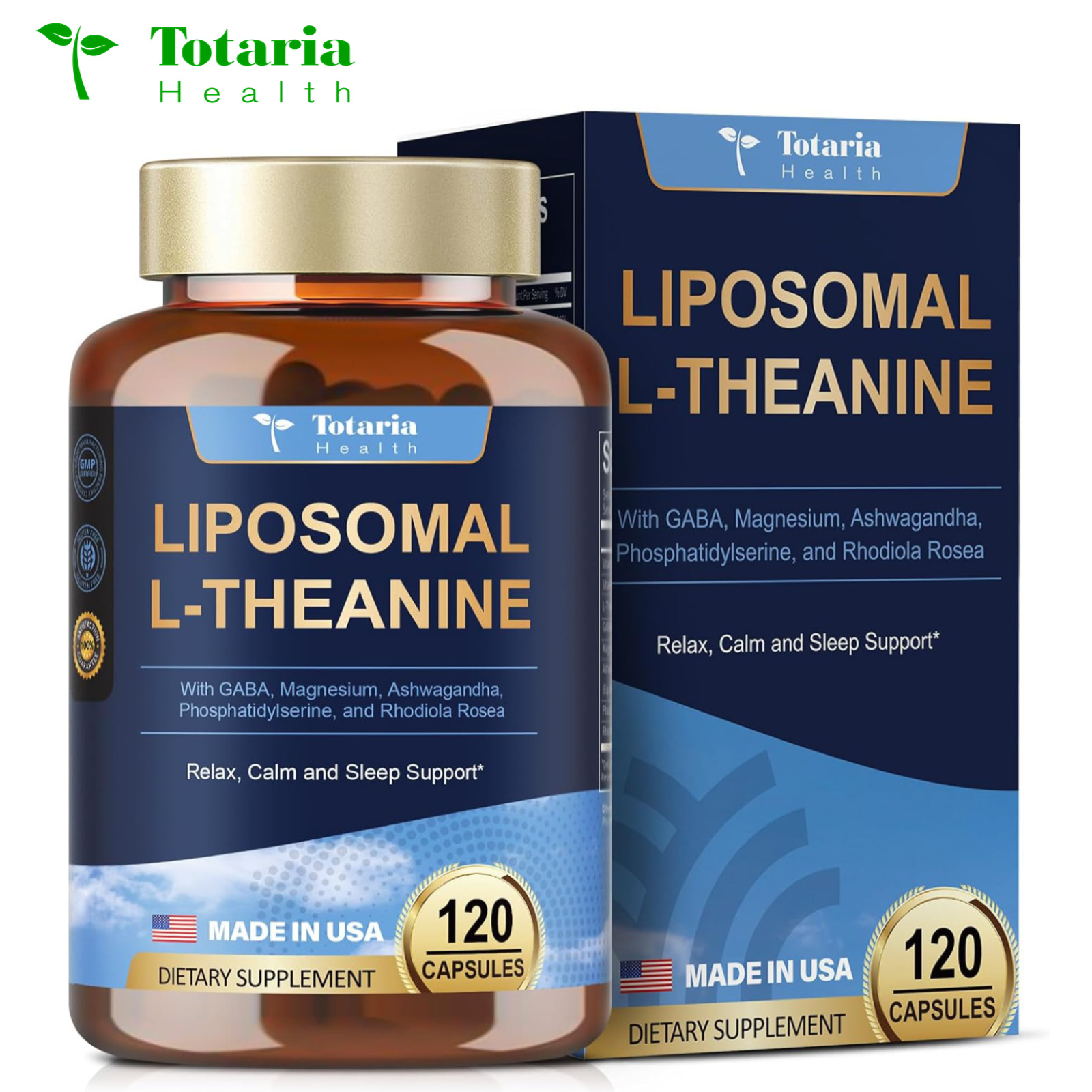 Totaria Health Liposomal L-Theanine Supplement 750mg 120 Capsules