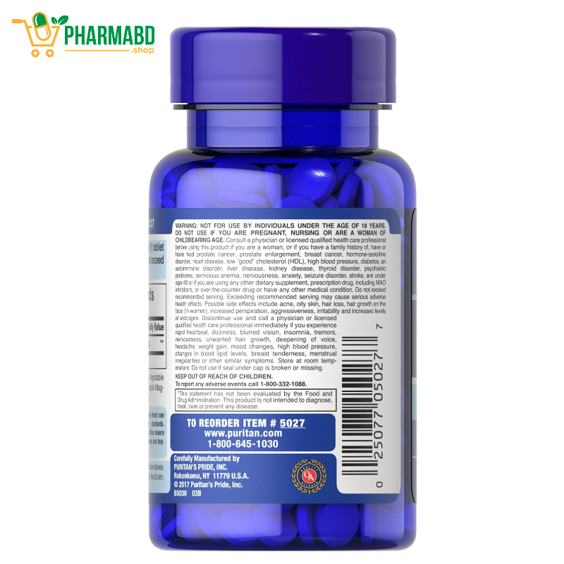 Puritan's Pride DHEA for Women & Men 50mg for Healthy Aging 100 Tablets