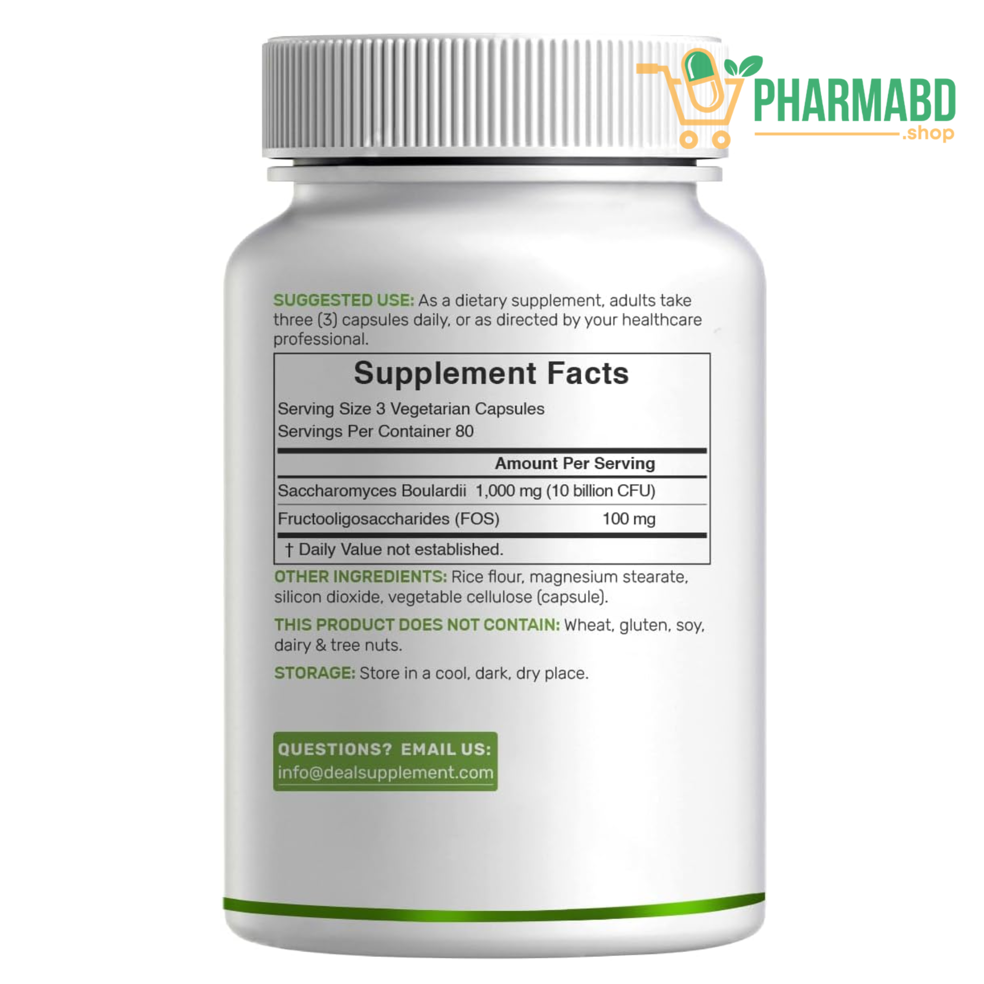 DEAL SUPPLEMENT Saccharomyces Boulardii Probiotics + FOS, 10 Billion CFU, 240 Veggie Capsules