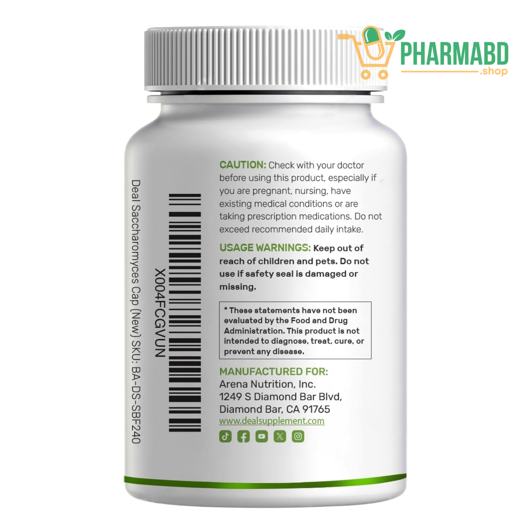 DEAL SUPPLEMENT Saccharomyces Boulardii Probiotics + FOS, 10 Billion CFU, 240 Veggie Capsules