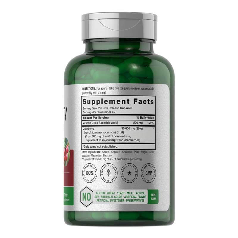 Horbäach Cranberry Concentrate Extract, 30,000 mg + Vitamin C, 120 Capsules