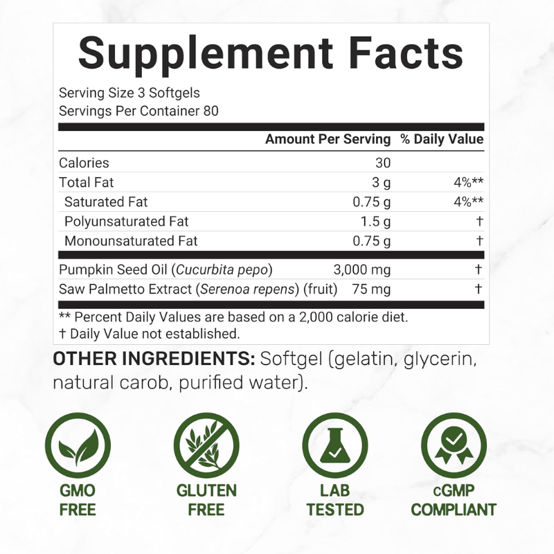 DEAL SUPPLEMENT Pumpkin Seed Oil 3,000mg with Saw Palmetto, 240 Softgels