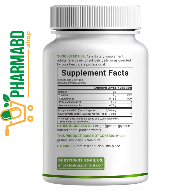 DEAL SUPPLEMENT Pumpkin Seed Oil 3,000mg with Saw Palmetto, 240 Softgels