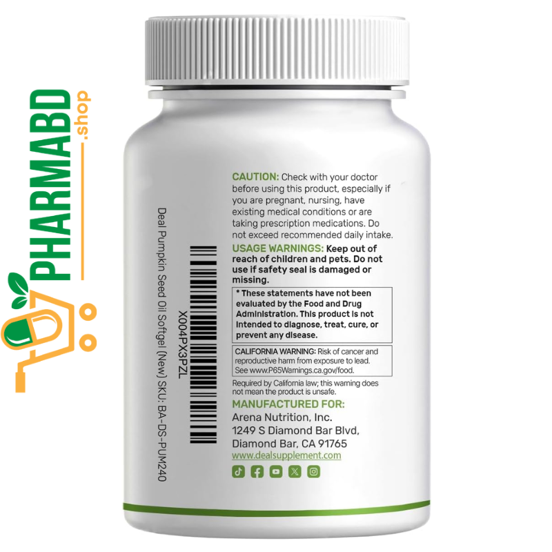 DEAL SUPPLEMENT Pumpkin Seed Oil 3,000mg with Saw Palmetto, 240 Softgels