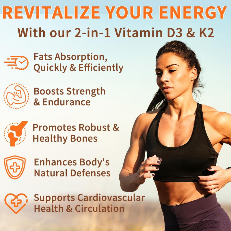 MXCZBSM Vitamin D3 K2 10000 IU, Immune, Heart, Teeth & Bone Health, 120 Softgels