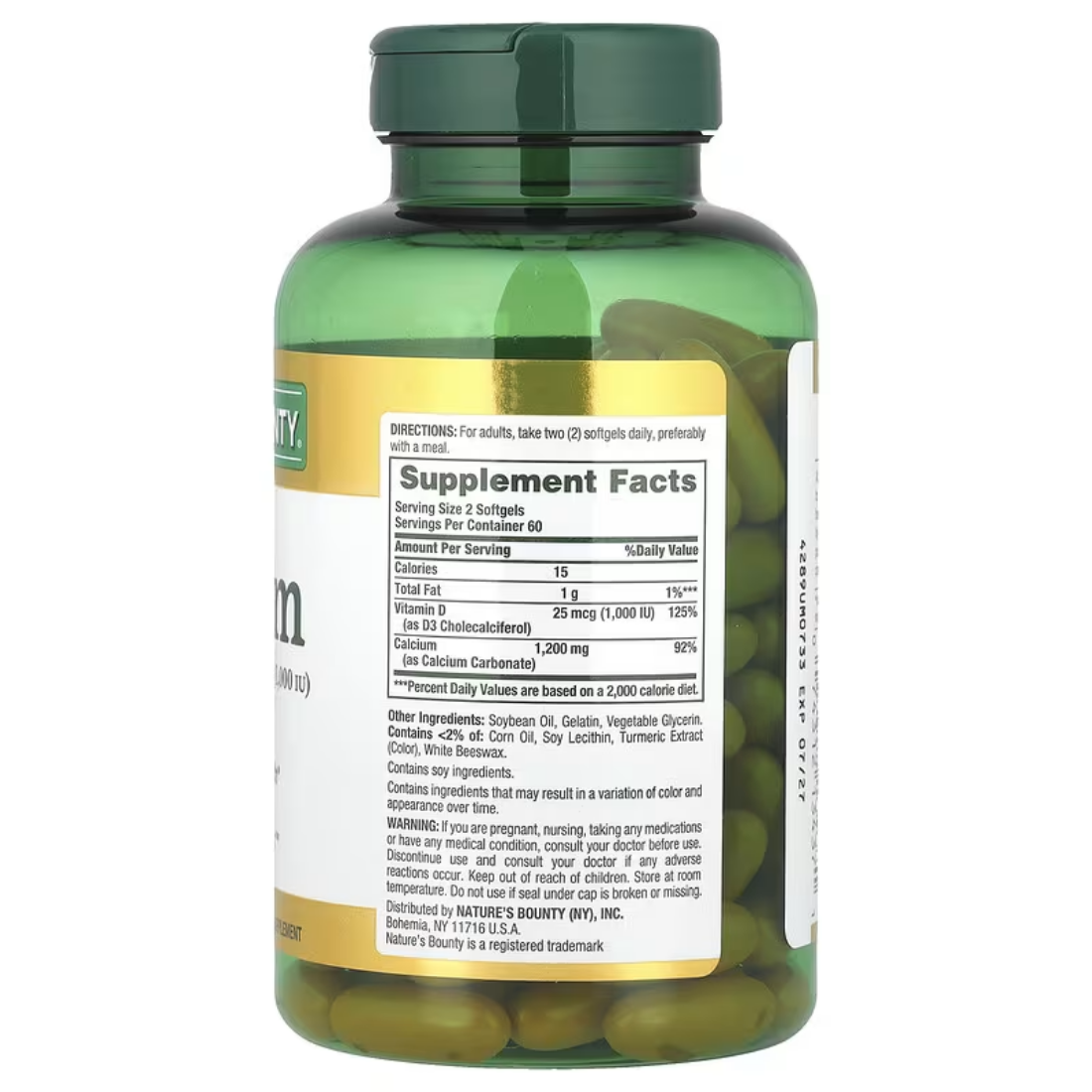 Nature's Bounty Calcium 1200mg with Vitamin D3, 120 Rapid Softgels